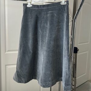 Gray Suede/Velveteen Midi Skirt